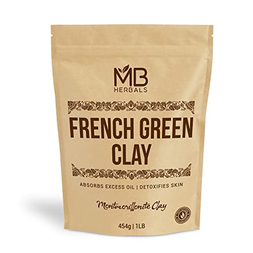 MB Herbals Clay Green Clay 1 lb | 16 גרם פאונד אחד חבילת כלכלה גדולה | חימר טהור מונטמורלוניט